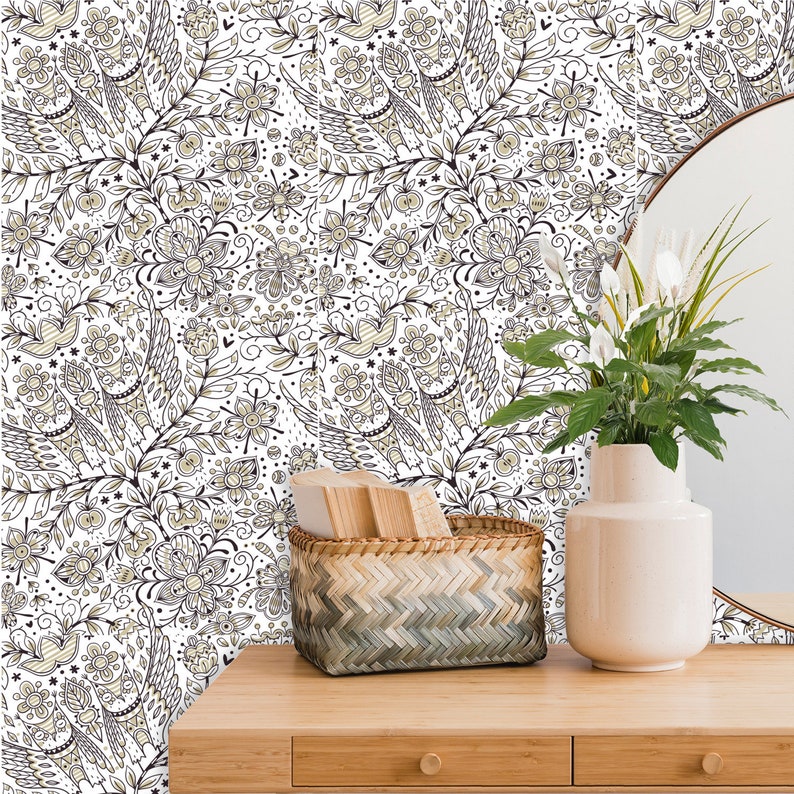 Peel and Stick Wallpaper Wallpaper Panels Beige and White - Etsy