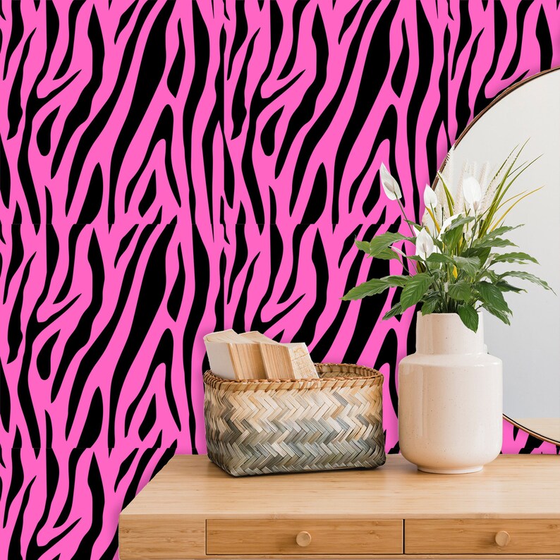 Peel and Stick Wallpaper Wallpaper Panels Pink and Black - Etsy