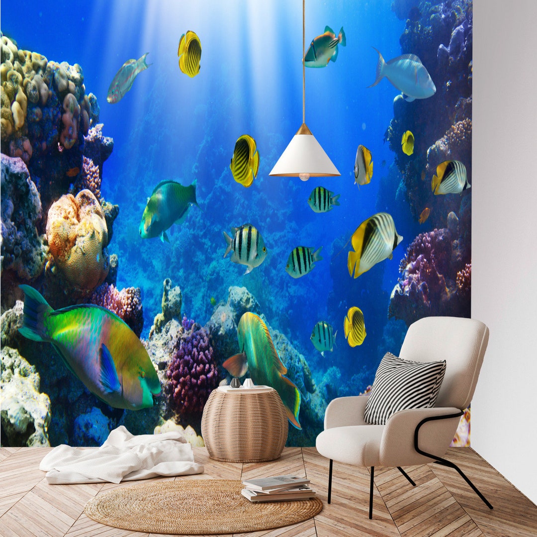 Peel and Stick Wallpaper Wall Murals Aquarium Wallpaper - Etsy