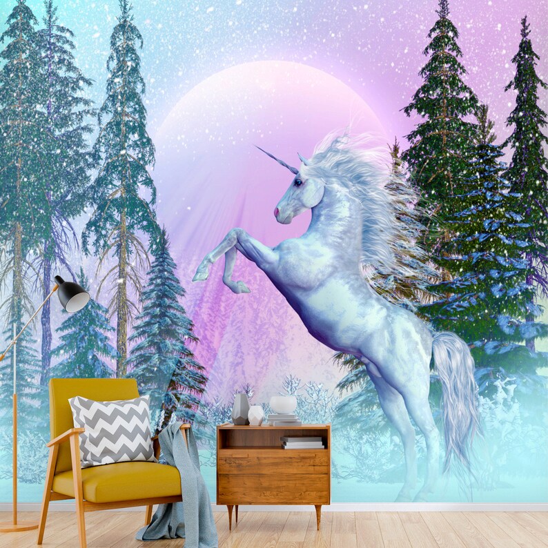 Peel and Stick Wallpaper Unicorn Wall Mural Wall Murals Etsy