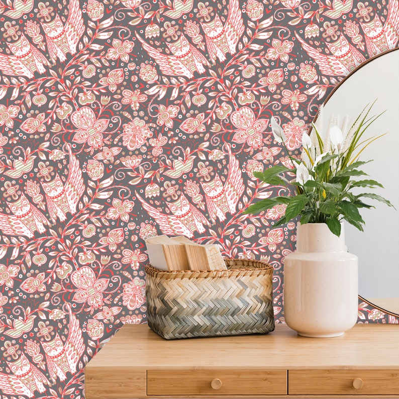 Peel and Stick Wallpaper Wallpaper Panels Red and Black Etsy