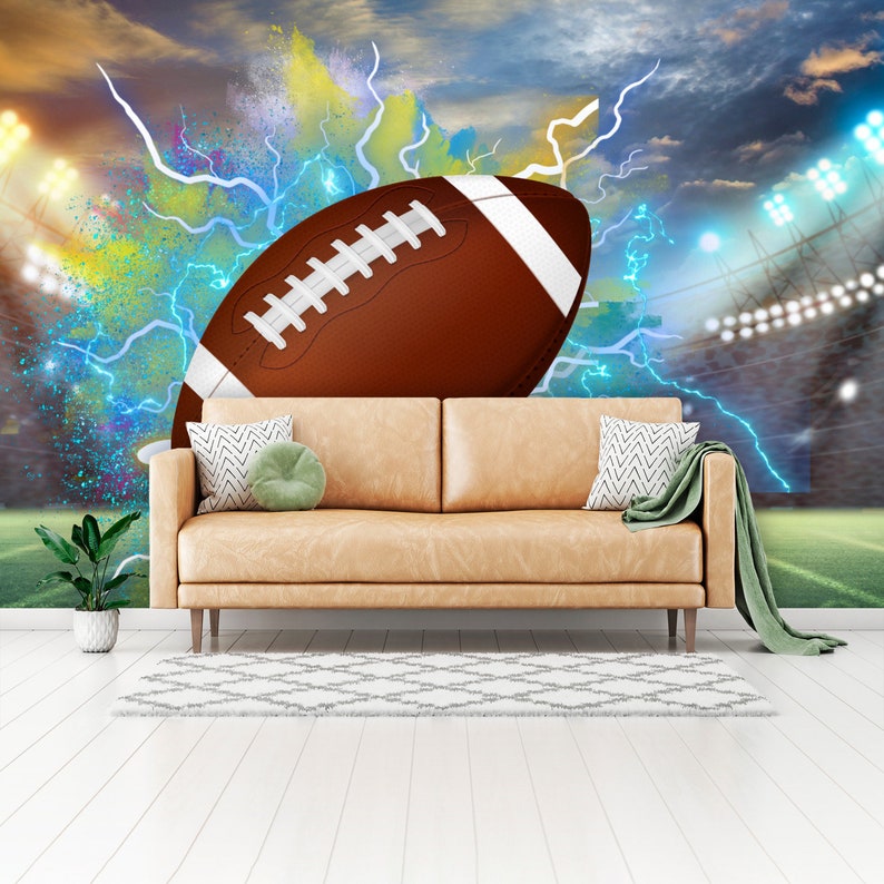Football Wall Decor Peel and Stick Wallpaper Wall Murals Etsy