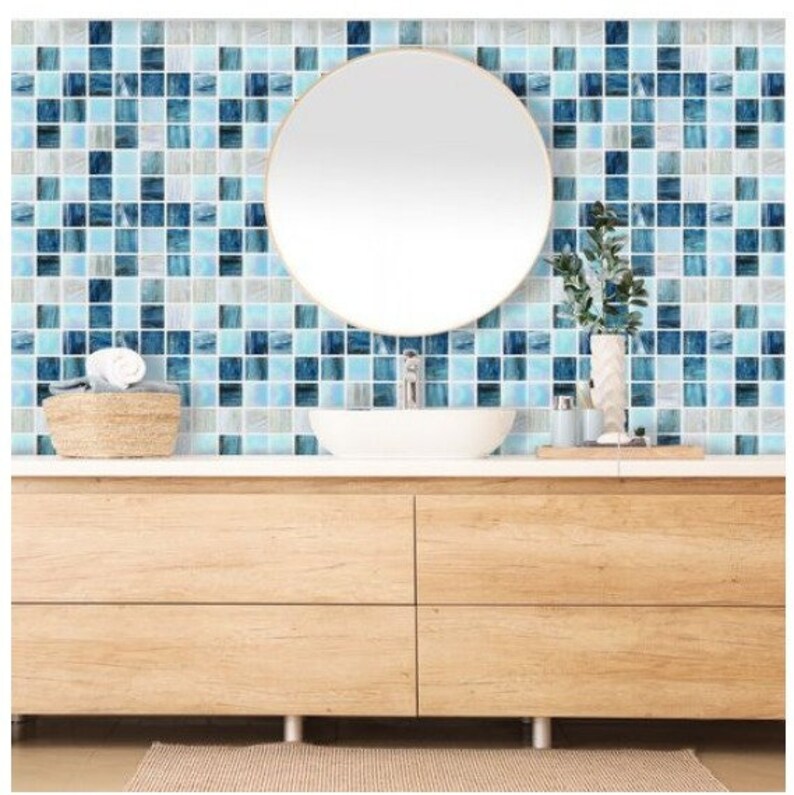 Peel and Stick Wallpaper Wallpaper Panels Blue and Gray Peel Etsy