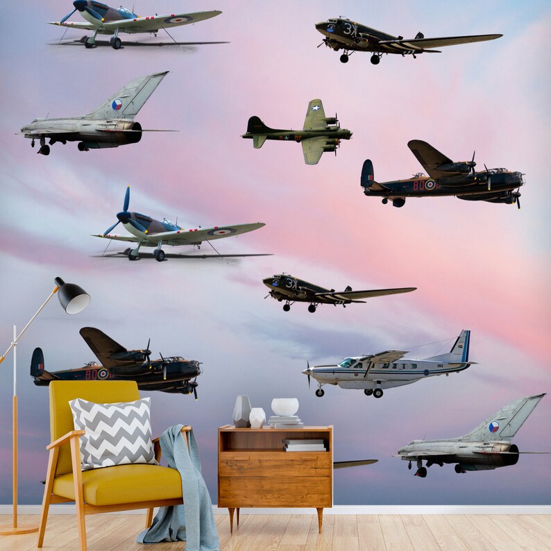 Peel and Stick Wallpaper Wall Murals Airplane Decor - Etsy