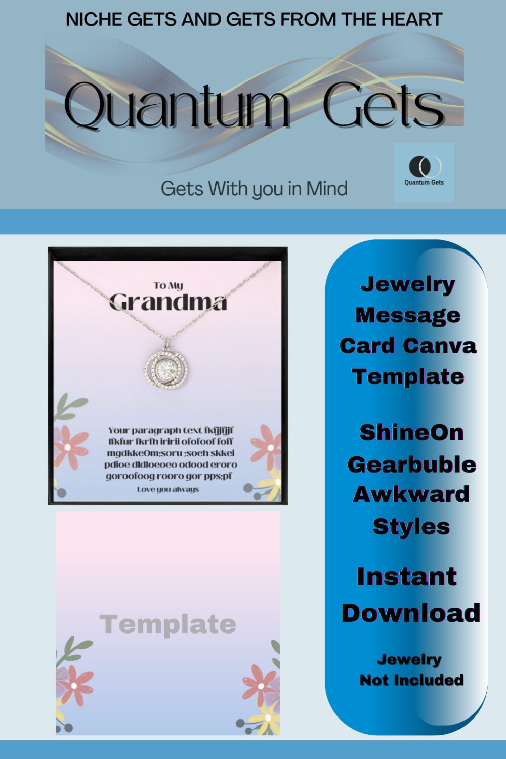 Chain Message Card Message Card Template Necklace Card Shineon Message Card - Etsy