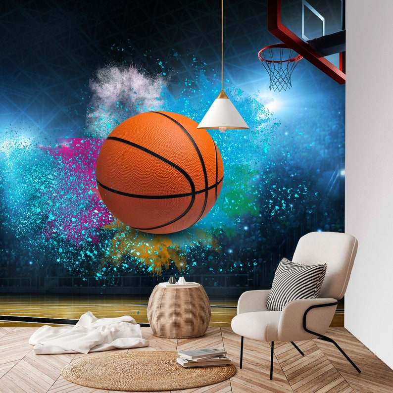 Basketball Wall Decor Peel and Stick Wallpaper Wall Murals Etsy