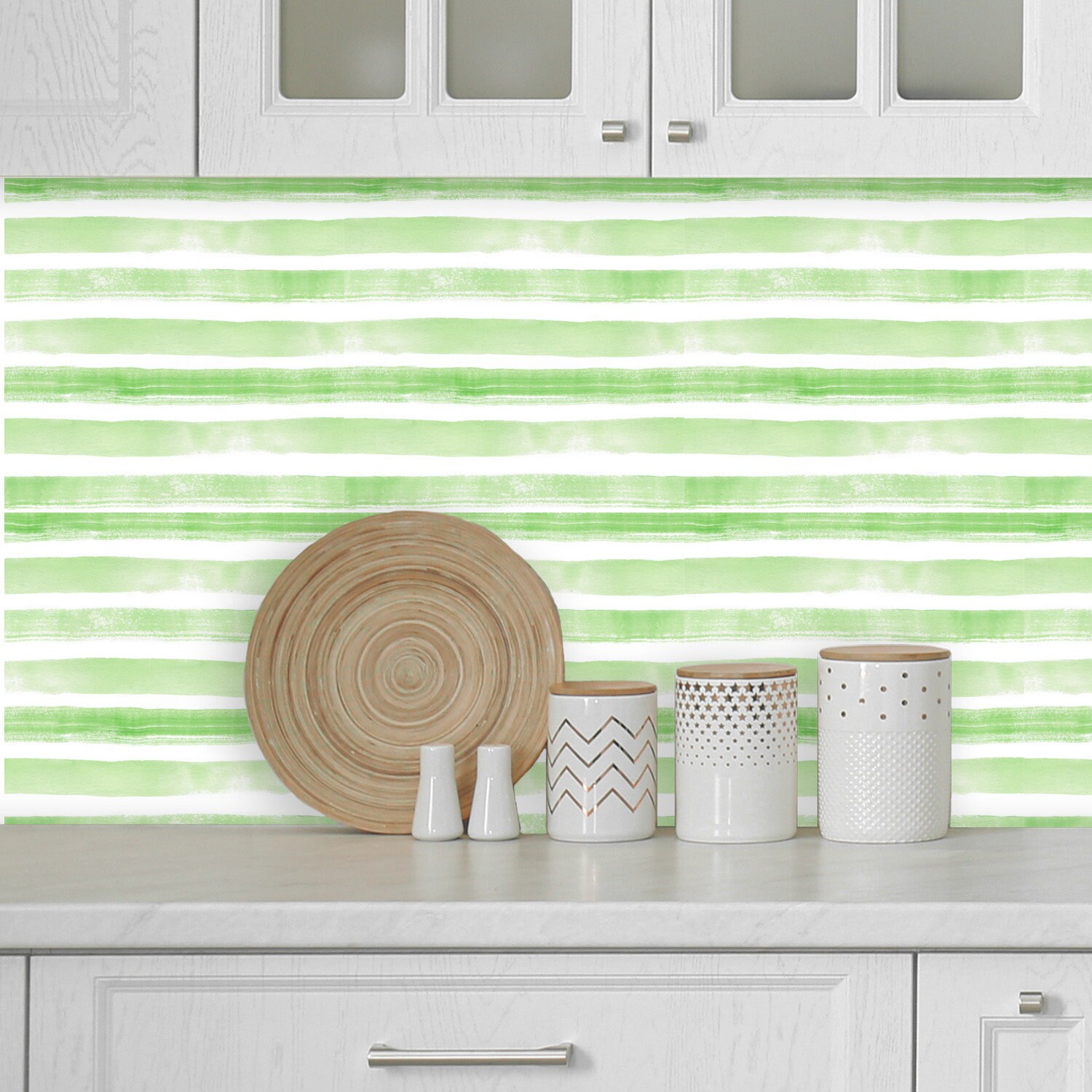 Peel and Stick Wallpaper Panels Green and White Striped Peel - Etsy