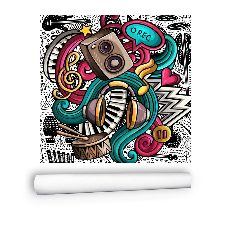 Graffiti Wallpaper Stick and Peel Wall Murals Colorful Etsy