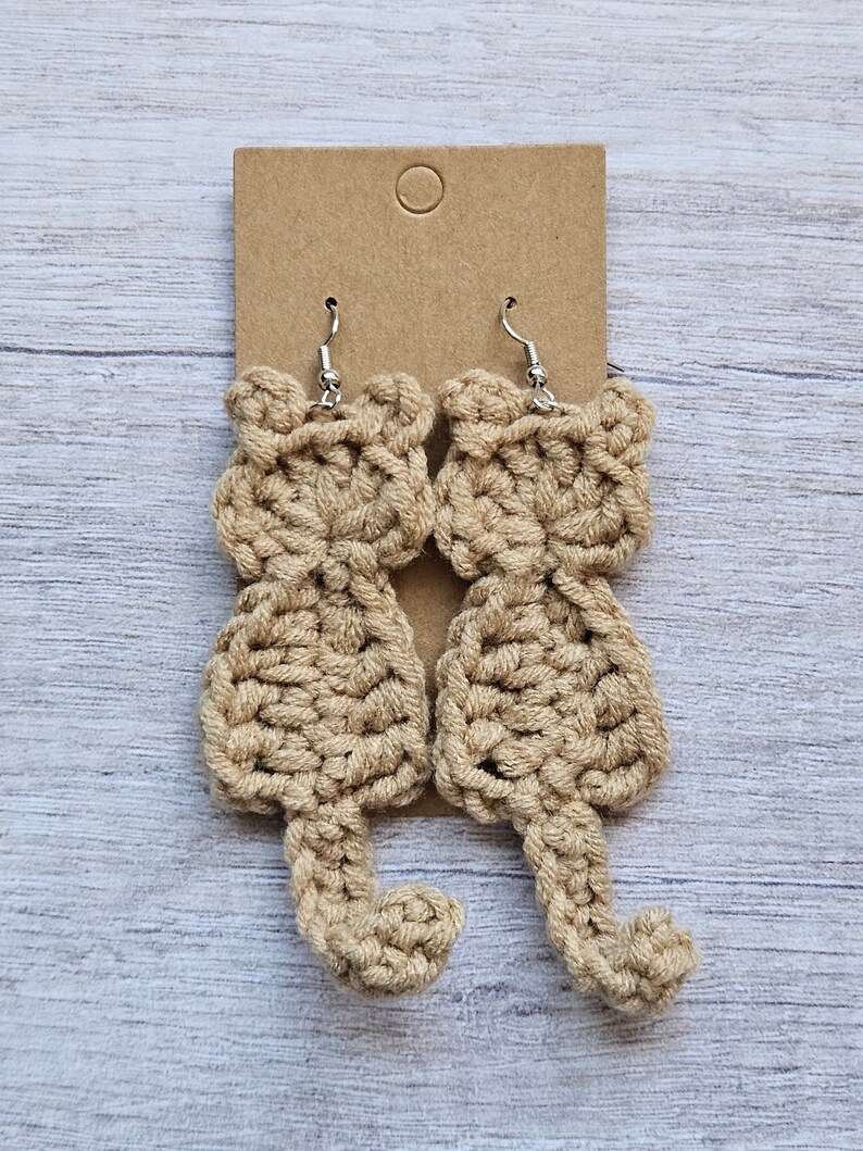 Lightweight Crochet Cat Earrings Etsy