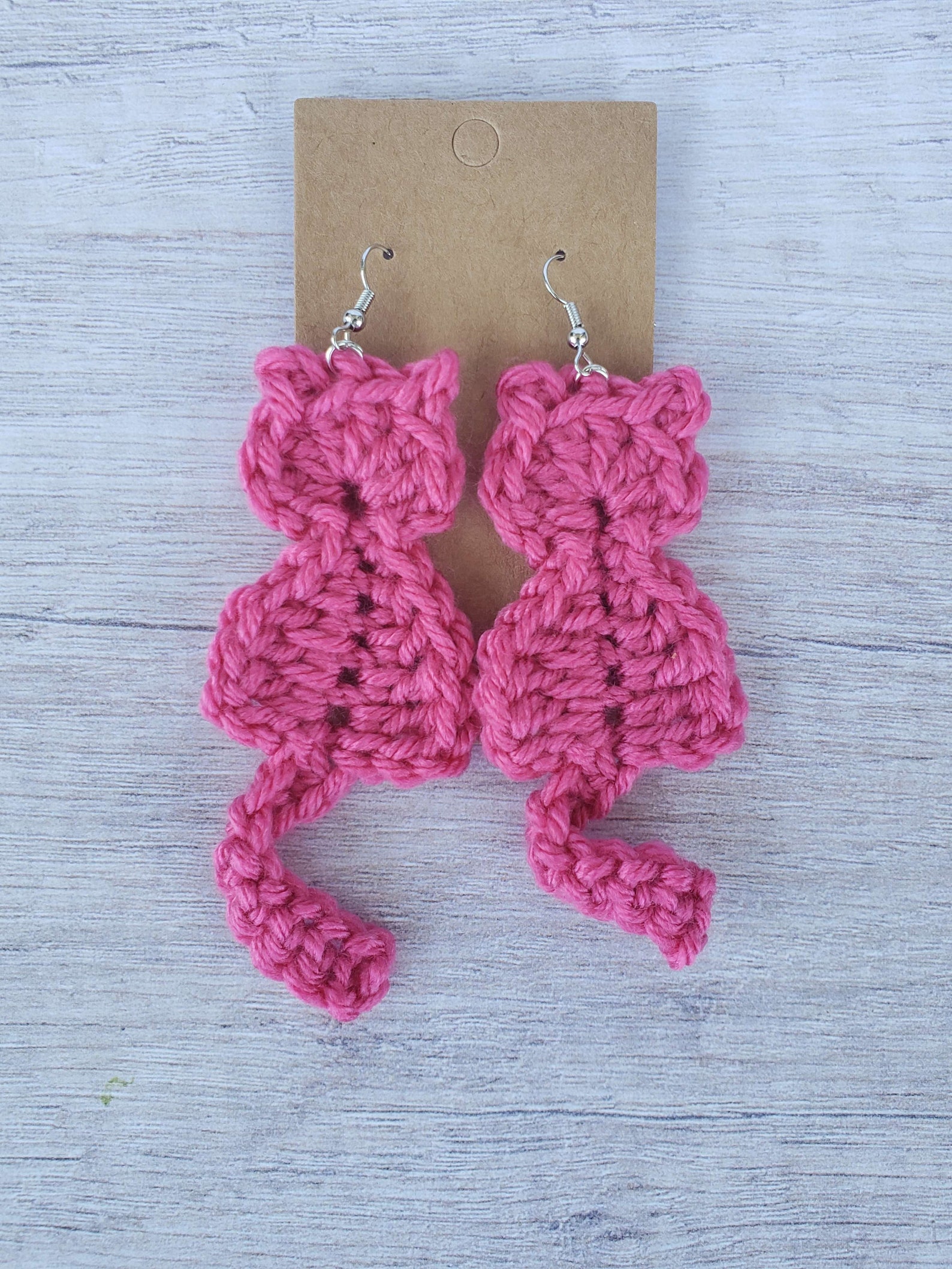 Lightweight Crochet Cat Earrings Etsy