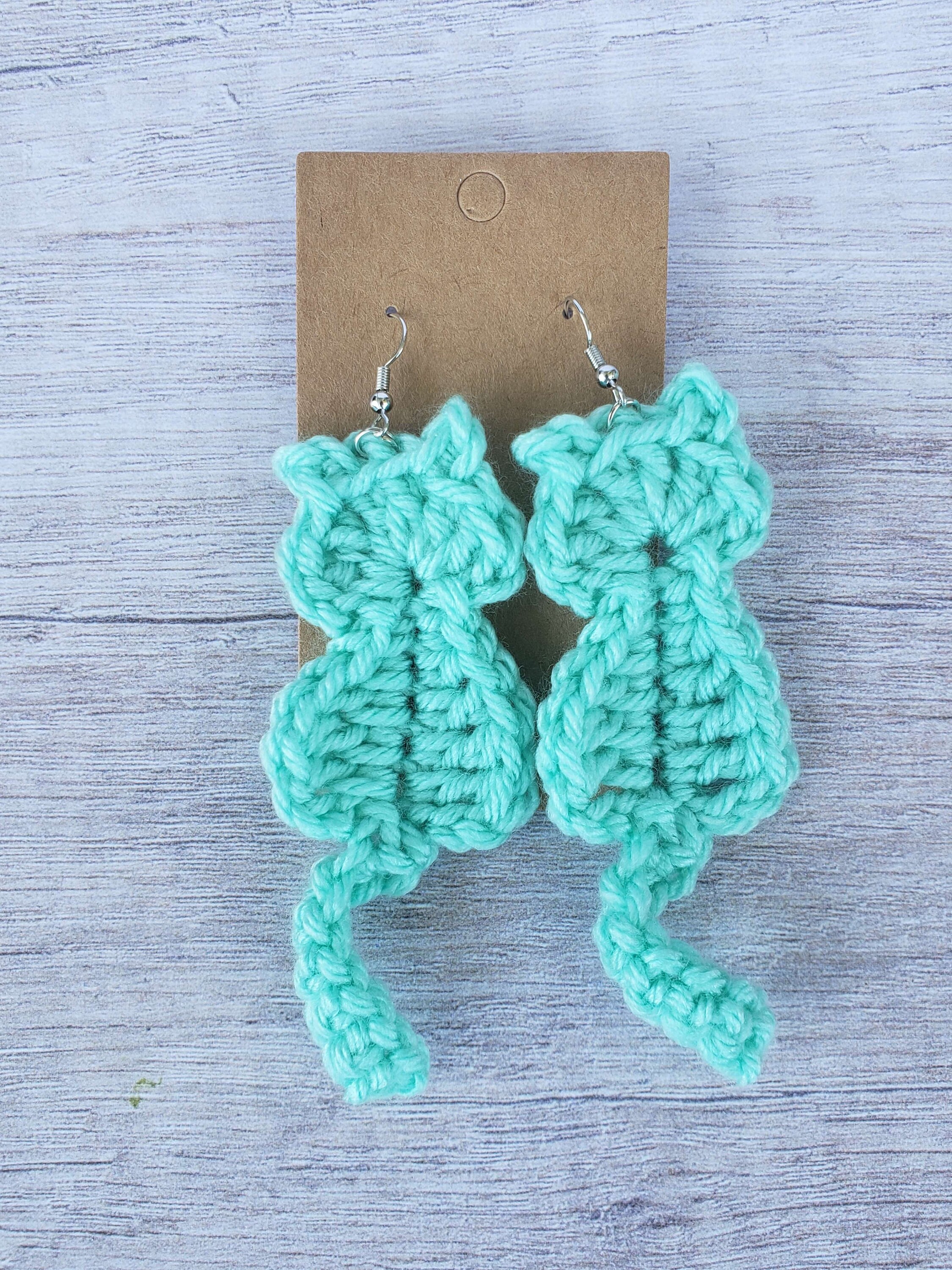 Lightweight Crochet Cat Earrings Etsy