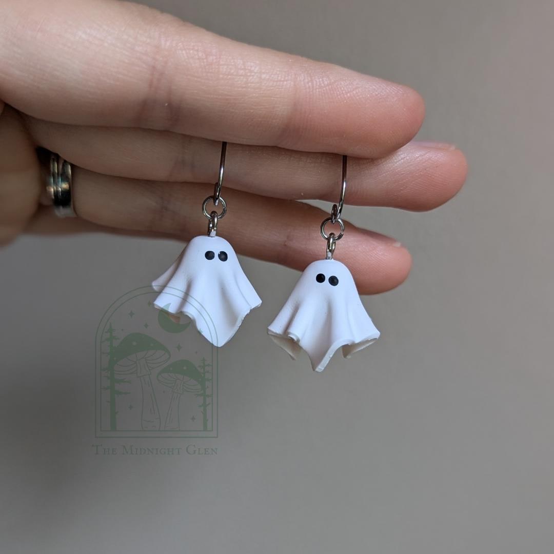 Sheet Ghost Dangle Earrings, Stainless Steel Nickle Free Metal Earring, Halloween Spooky Earrings