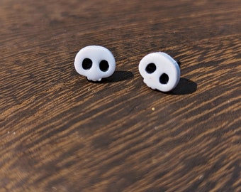 Skull Stud Earrings, Stainless Steel Nickle Free Metal Earring, Halloween Spooky Earrings