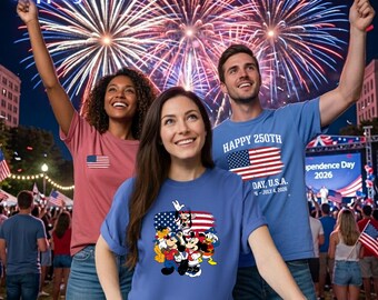 Comfort Colors 4th of July Disney Patriotic T-Shirt, Mickey and Friends American Flag Tee