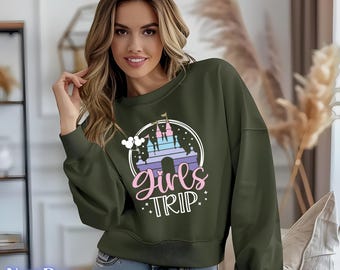 Mickey and Minnie Girls Trip Sweatshirt, Disney Magical Castle Shirt