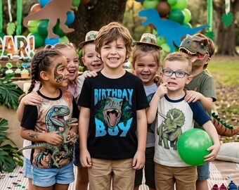 Retro Dinosaur Birthday Boy Shirt, T-Rex Birthday Tee