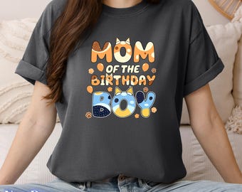 Comfort Colors Australian Cartoon Dog Mom Birthday Boy T-Shirt, Retro Family Party Tee
