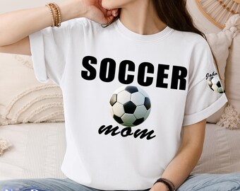 Personalized Soccer Mom Comfort Colors Tee, Vintage Soccer Graphic Shirt