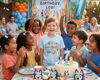 Custom Australian Dog Cartoon Birthday Boy T-Shirt, Retro Toddler Party Gift