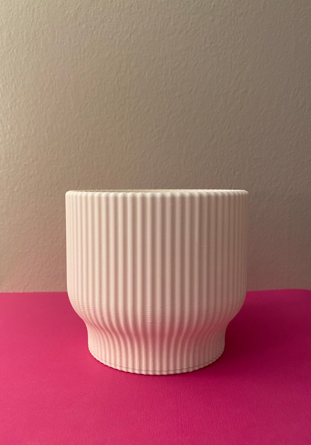 Ribbed Matte White Plant Pot - Etsy