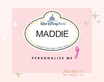 Personalized Disney Name Tag Sticker ~ Disney Sticker ~ Epcot Sticker ~ Cast Member Sticker ~ Disney Name Tag
