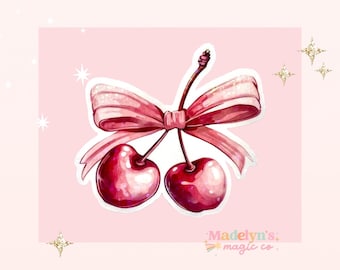 Cute Cherries Sticker ~ Sticker For Phone Stickers~ Stickers For Girl~ Bow Journal Stickers  ~ Coquette Stickers ~ Cherry Sticker