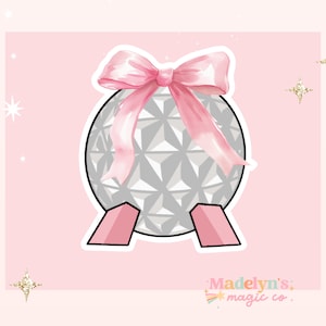 Pink Bow Spaceship Earth Sticker ~ Laptop Sticker ~Epcot Sticker ~ Disney Sticker