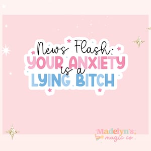 Your Anxiety is Lying Sticker ~ Funny Sticker ~ Laptop Sticker ~ Water Bottle Sticker