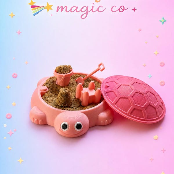 Mini Desk Turtle Sandbox | Kinetic Sand Fidget | Beach Sensory Toy | Desk Decor | Stress Relief | Cute Gift Idea