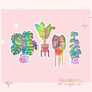 Plant Sticker set of 4 ~ Laptop and Water bottle stickers plant lover stickers