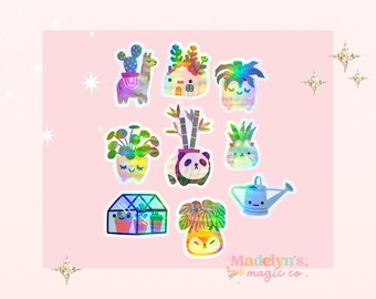 Plant Sticker set of 9 ~ Laptop and Water bottle stickers plant lover stickers
