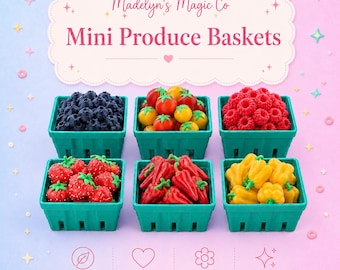 Mini Produce Basket Clicker | 3D Printed Fruit & Vegetable Fidget | Farmers Market Clicker | Cute Kitchen Decor | Mini Food Gift