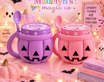 Pumpkin Ice Cream Pint Holder, 3D Printed Jack O Lantern Bowl, Halloween Ice Cream Cozy, Cute Spooky Dessert Cup Holder, Fall Gift