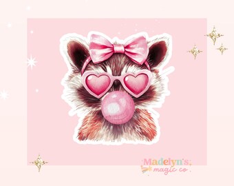 Valentine Racoon sticker ~ Funny Sticker ~ Laptop Sticker ~ Water Bottle Sticker ~ Valentine sticker~ girly sticker