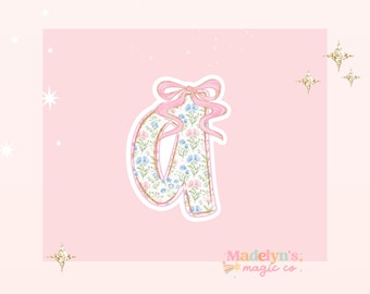 Coquette Monogram Sticker ~ Custom Name Sticker~ Water Bottle Sticker~ Laptop Sticker~ Grandmillennial Monogram Sticker