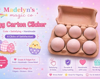 Egg Carton Clicker Fidget Toy ~ 6 Button Clicker ~ Cute Pastel Desk Toy ~ Stress Relief Fidget ~ Handmade Sensory To