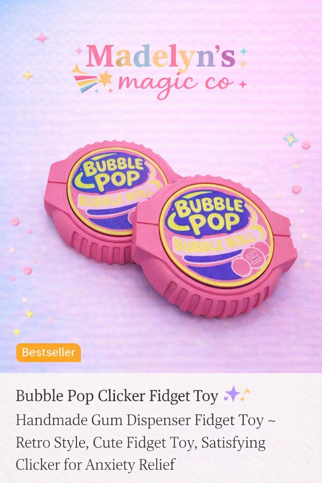 Bubble Pop Clicker Fidget Toy ~ Retro Gum Style Fidget ~ Anxiety Relief ...