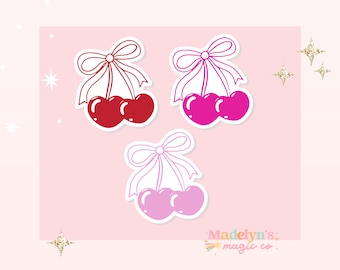 Cherries Sticker ~ Sticker For Phone Stickers~ Stickers For Girl~ Bow Journal Stickers  ~ Coquette Stickers ~ Cherry Sticker