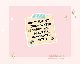 Drink your water sticker  ~water sticker ~dehydrated sticker ~ water bottle sticker ~ girly sticker ~ funny sticker
