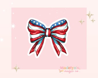 Red White and Blue Coquette Bow ~ Flag Bow Sticker ~ Coquette Sticker ~ American Flag Sticker