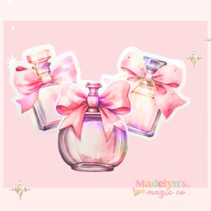 Pink perfume bottle stickers ~ Coquette  Stickers ~Stickers For Girl Bow Journal Stickers  Laptop Aesthetic Sticker Tumbler Coquette Sticker