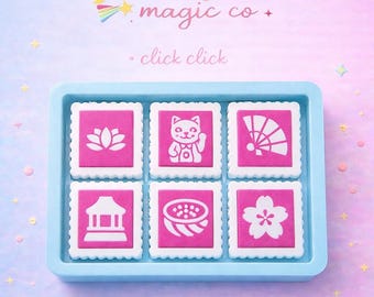 Stamp Box Clicker Set ~ 6 Clicker Fidget Box ~ Mini Clicker Set ~ Desk Fidget ~ Sensory Toy ~ Cute Gift ~ Handmade Clickers