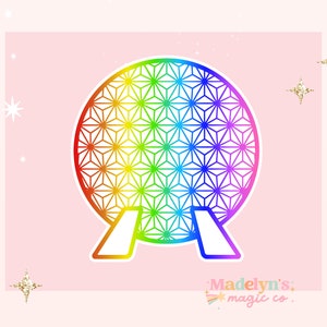 Rainbow Spaceship Earth Sticker ~ Laptop Sticker ~Epcot Sticker ~ Disney Sticker