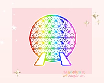 Rainbow Spaceship Earth Sticker ~ Laptop Sticker ~Epcot Sticker ~ Disney Sticker