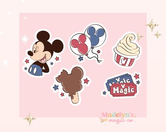 Red White and Blue Mickey Pack of 5 ~ Mickey Mouse Stickers ~ Dole Whip ~ Disney Stickers