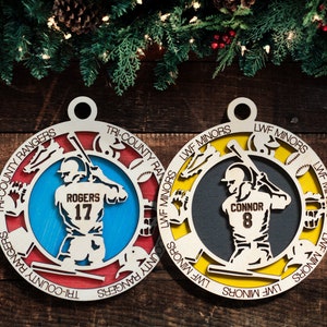 Baseball Ornament (Batter) - Personalized Christmas Ornament with Name, Team and Number