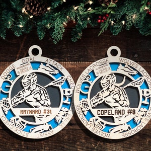 Lacrosse Ornament - Personalized Christmas Ornament with Name, Team and Number