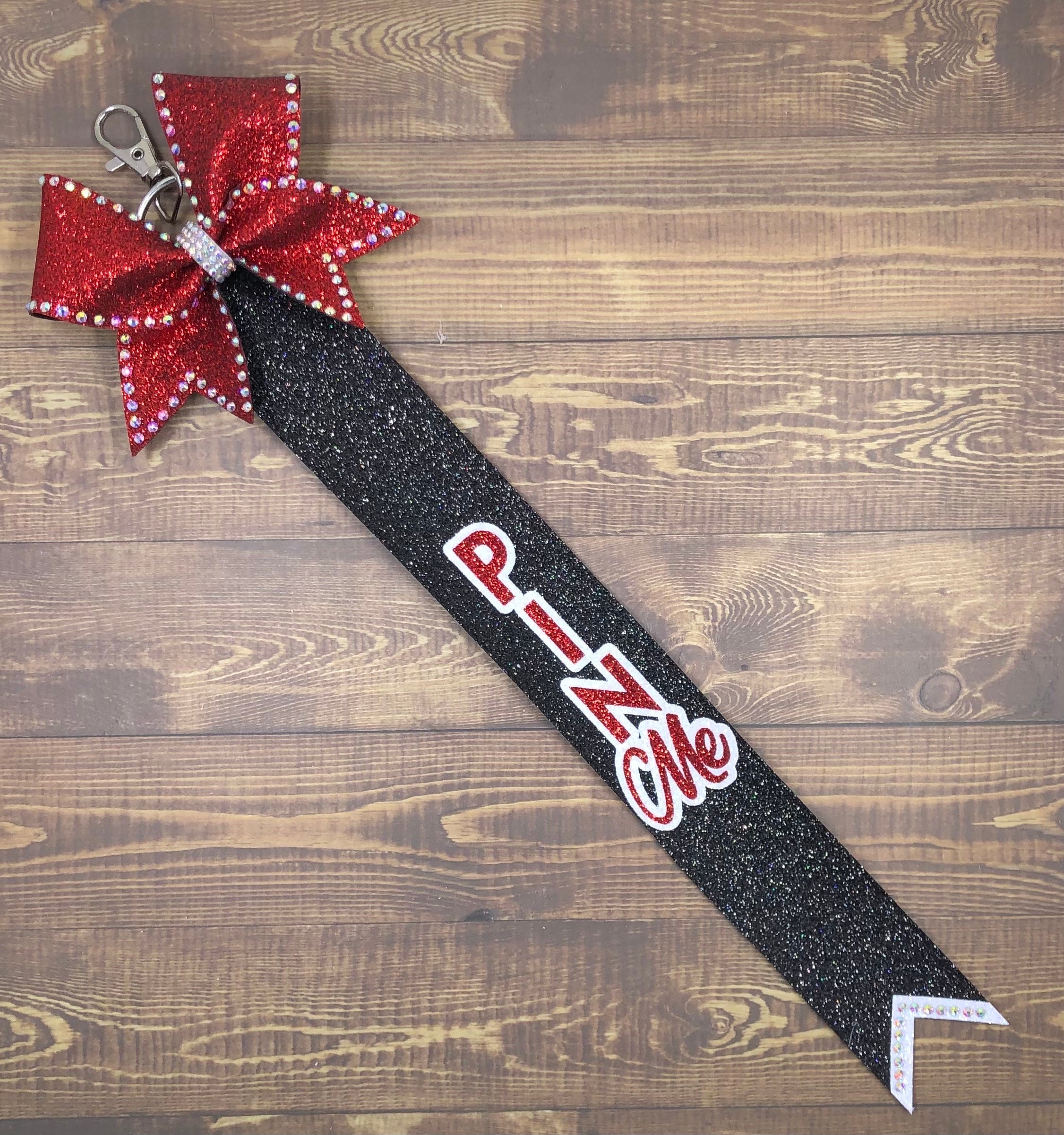 Cheer Pin Ribbons Rhinestone Cheer Pin Ribbon: Glitter Bow Bag Tag - Etsy