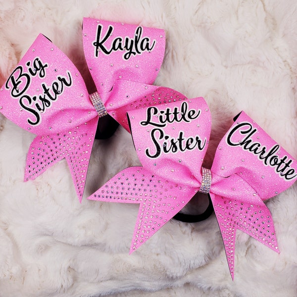 Big Sister Little Sister Rhinestone Cheer Bows, Multiple color options, team discounts