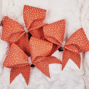Ember Orange Strass Cheer Bow: AB Crystal Glitter